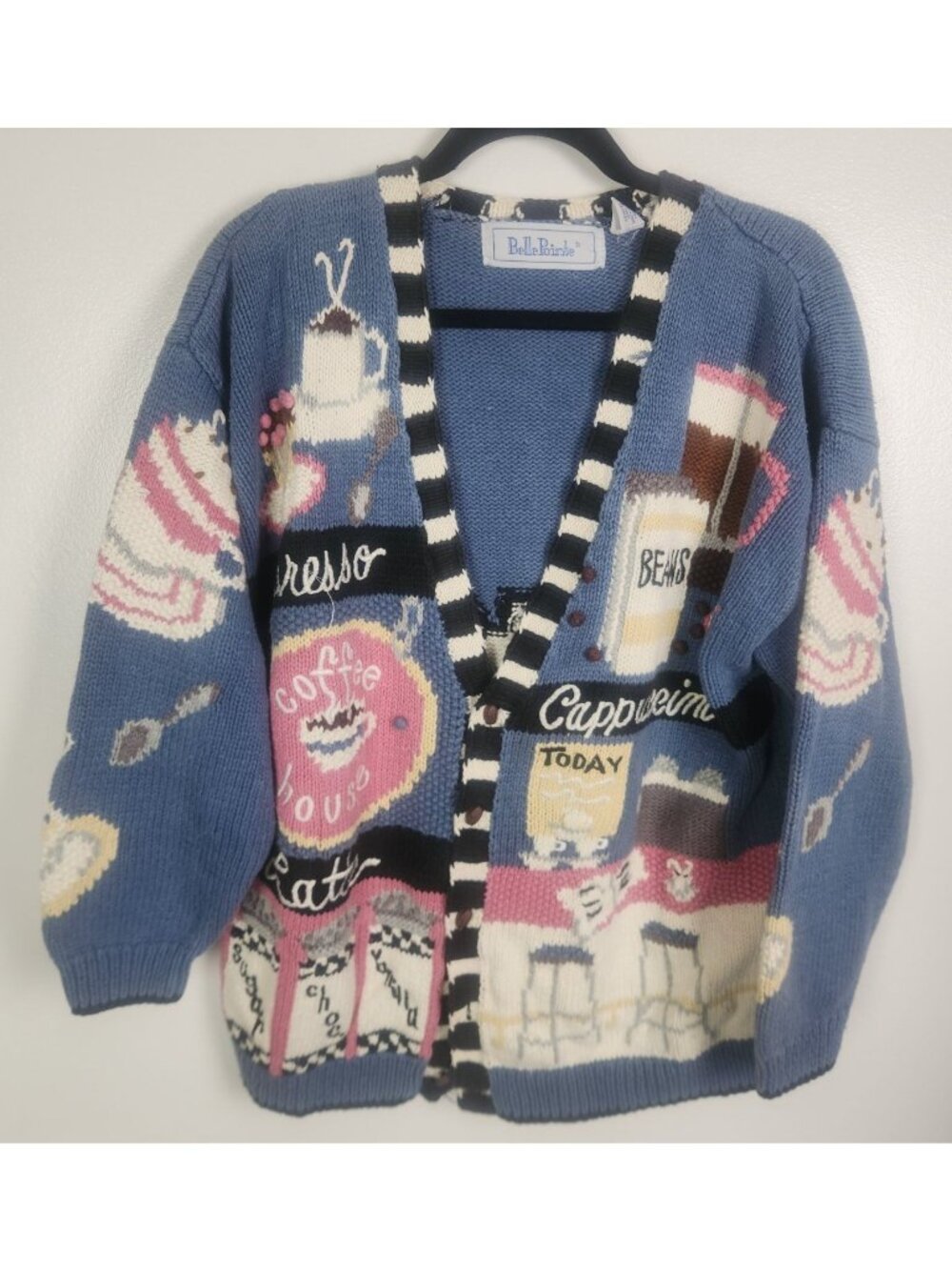 Belle Pointe Women's Sz. M Cafe, Coffee Multicolor Cardigan Sweater